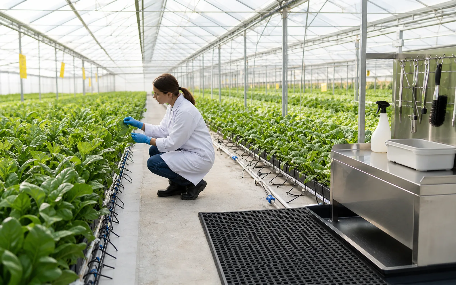 Greenhouse agricultural hygiene and protected crop health visual